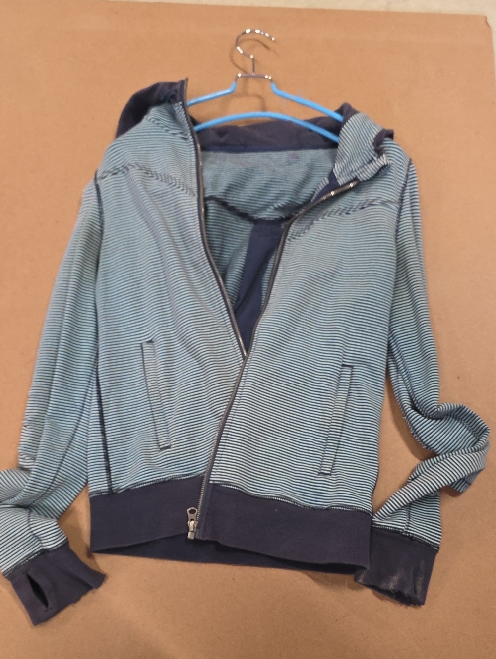 lululemon athletica Navy & Light Blue Striped Bomber Jacket